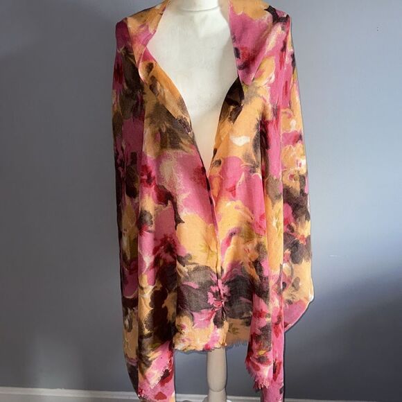 Anthropologie Vismaya Floral Wool Scarf Wrap! - Picture 2 of 11